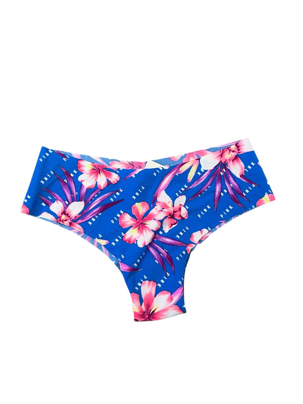 NWT PINK Victoria's Secret No-Show Cheekster Panty in Blue/Pink Floral